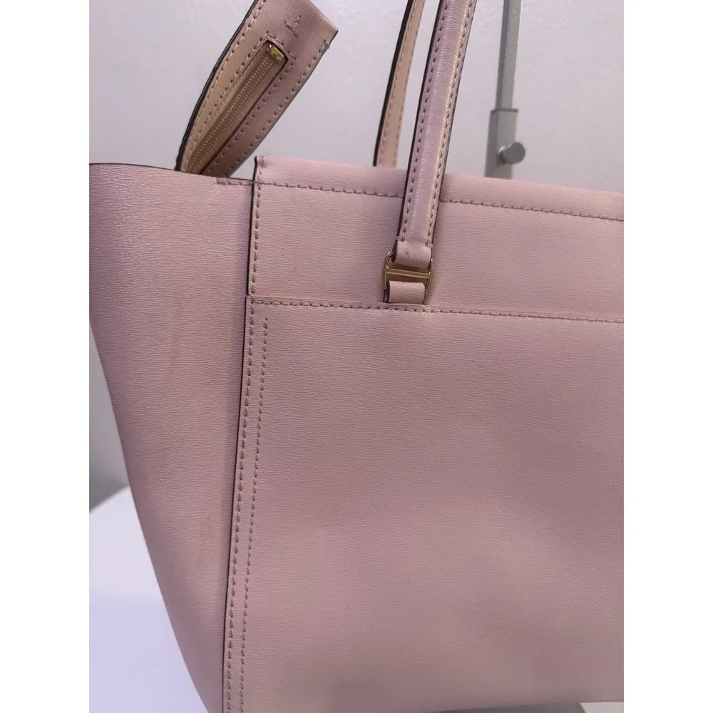 Tory Burch Parker Tote Pink Leather Bag Purse Classic Preppy Zip Top‎